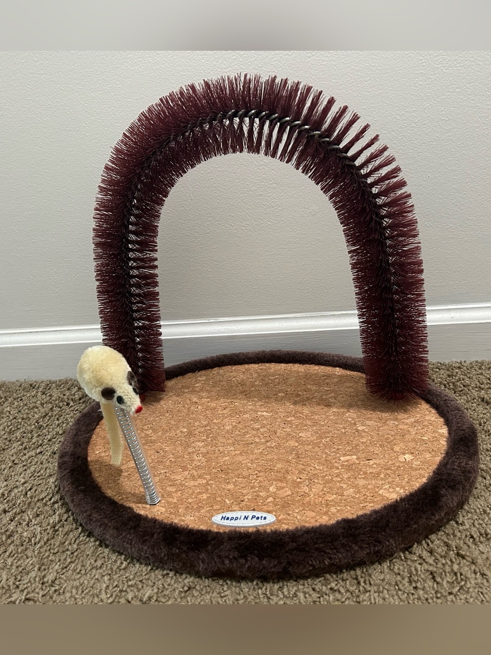 *NIB*Cork Cat Scratcher & Grooming Brush with Toy Mouse